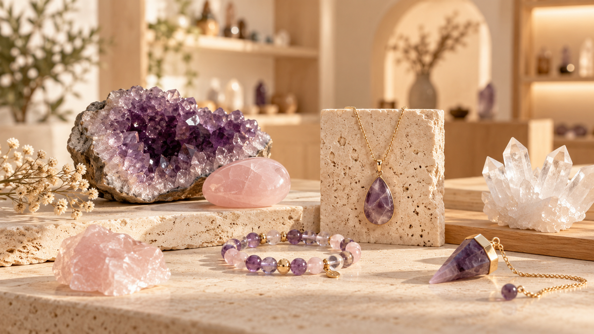 Pierres naturelles, bracelet, pendentif et pendule – ACHAIAH
