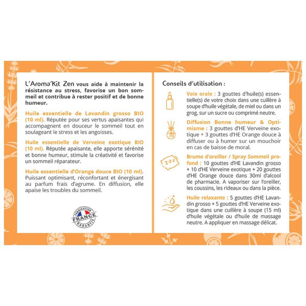 Aroma'kit Zen - 3 Huiles Essentielles Bio- 3x10ml