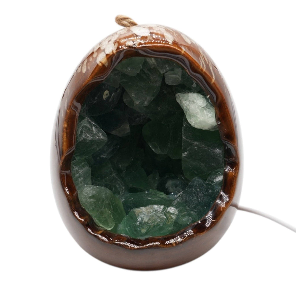 Lampe en oeuf en Fluorine & en céramique bien-être spiritualité Boutique Achaiah