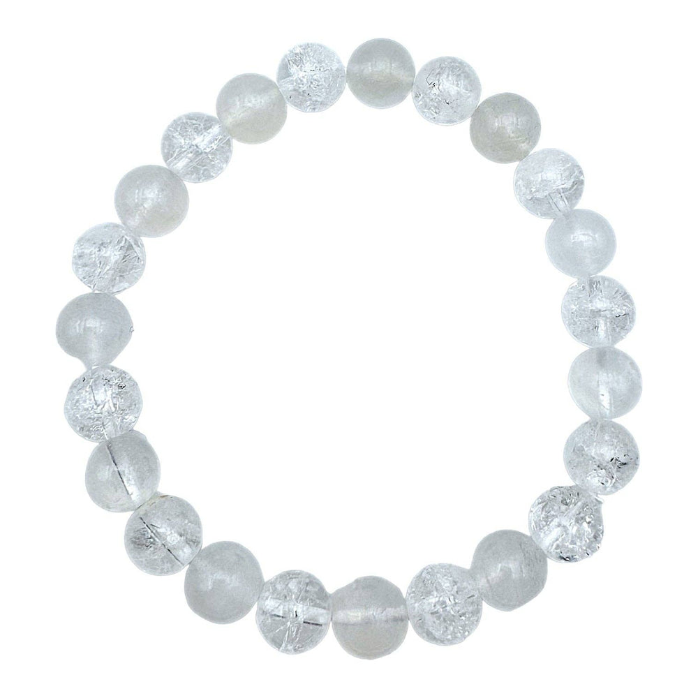 Bracelet Intuition AA — Pierre de lune bleutée & Cristal de roche craquelé