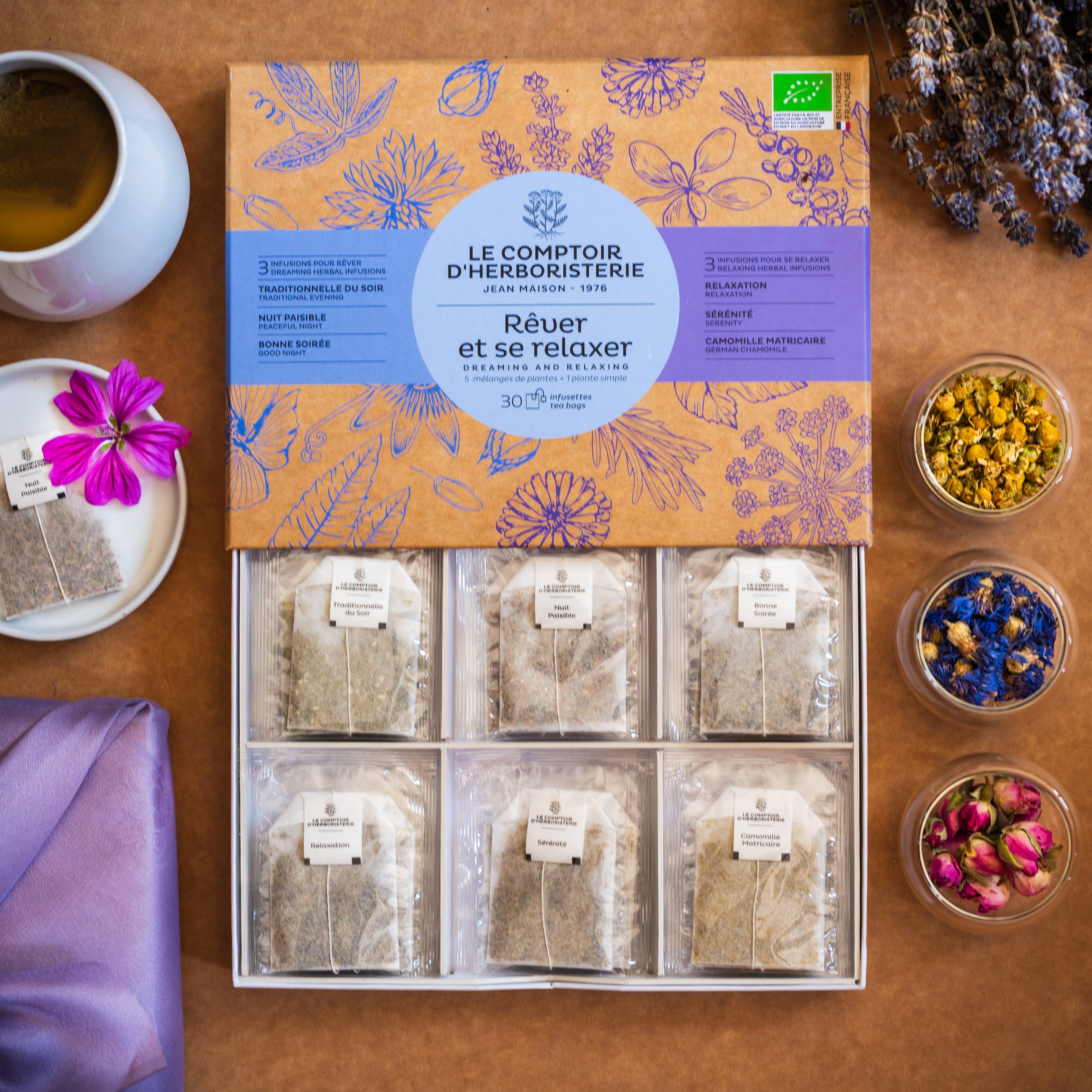 Complément plantes COFFRET 6 INFUSIONS POUR REVER ET SE RELAXER 30 IN phytothérapie naturel Boutique Achaiah