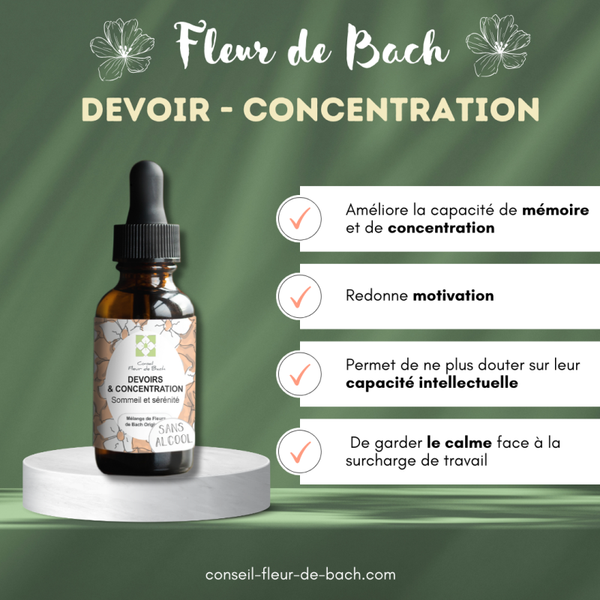 Fleurs de Bach Enfant Devoirs et concentration