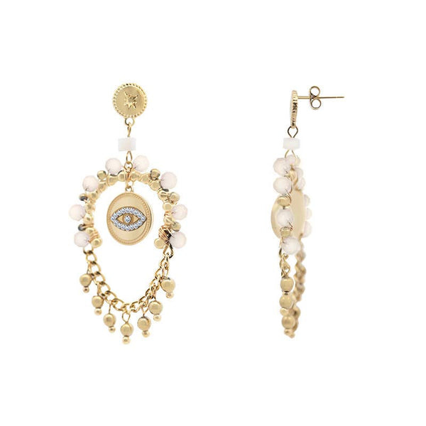 Boucles d'oreilles pendantes avec œil protecteur