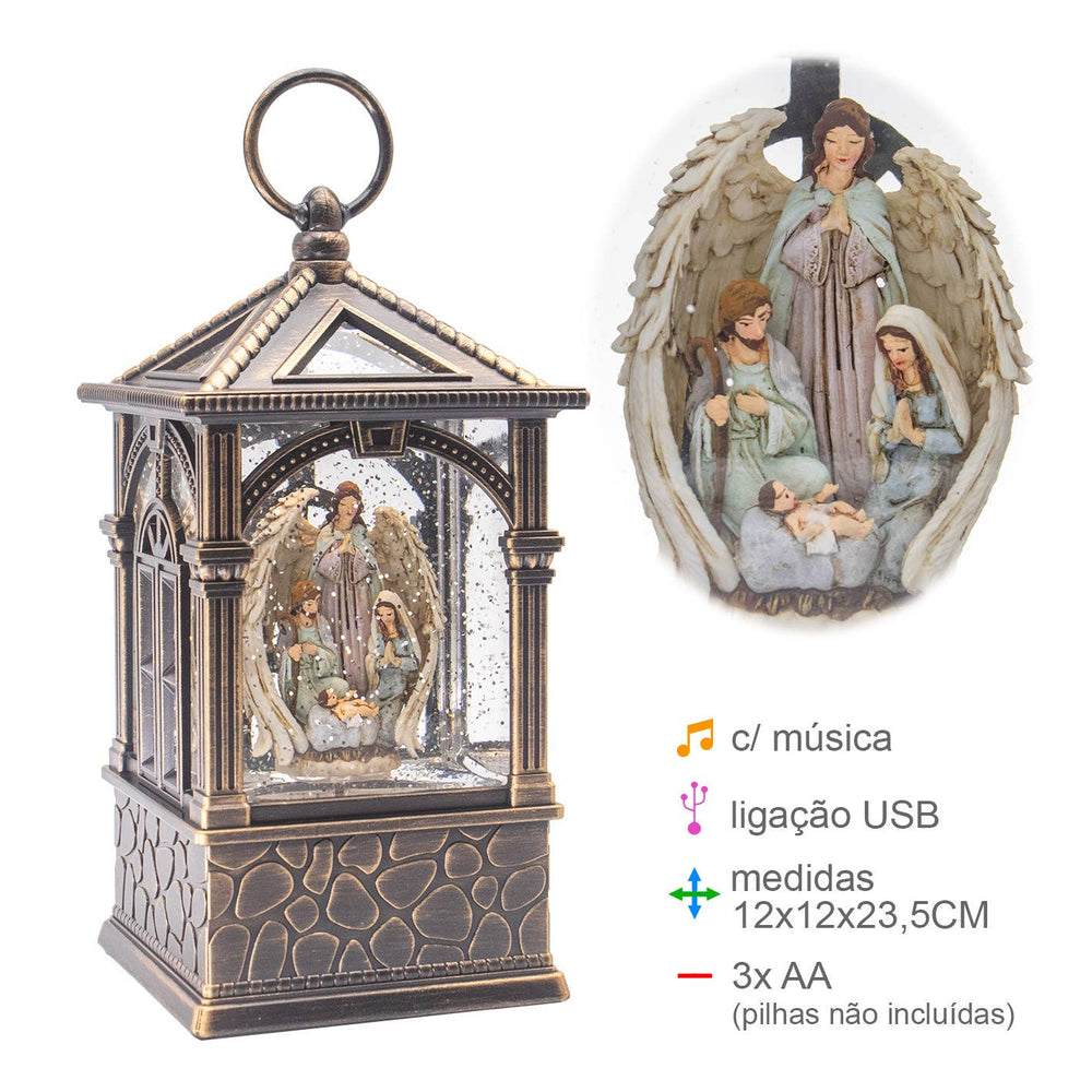 Lanterne Ange avec Eau 12x12x23,5cm