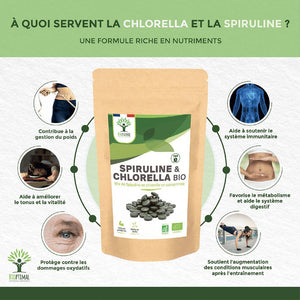 Spiruline et Chlorella bio comprimés