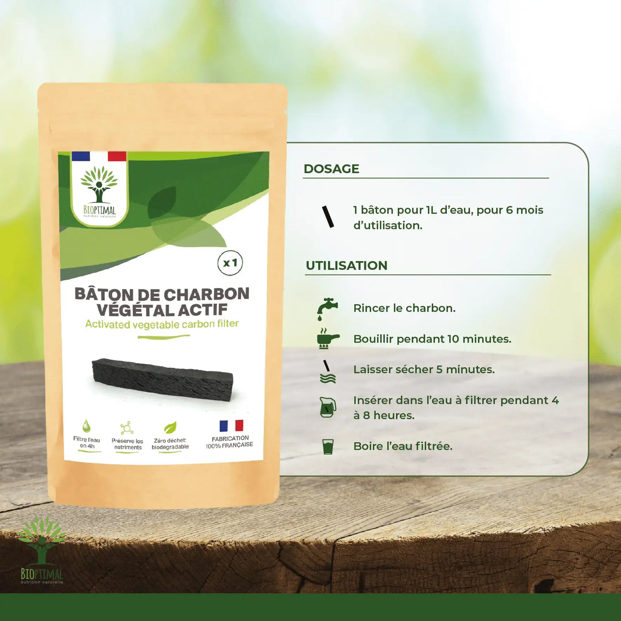 Bâton de Charbon Actif - Purificateur d'eau - Origine France — bien-être spiritualité Boutique Achaiah