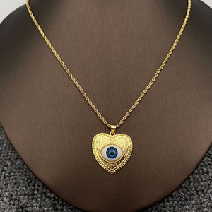 Collier pendentif œil maléfique multi styles en acier inoxydable plaqué or 18K