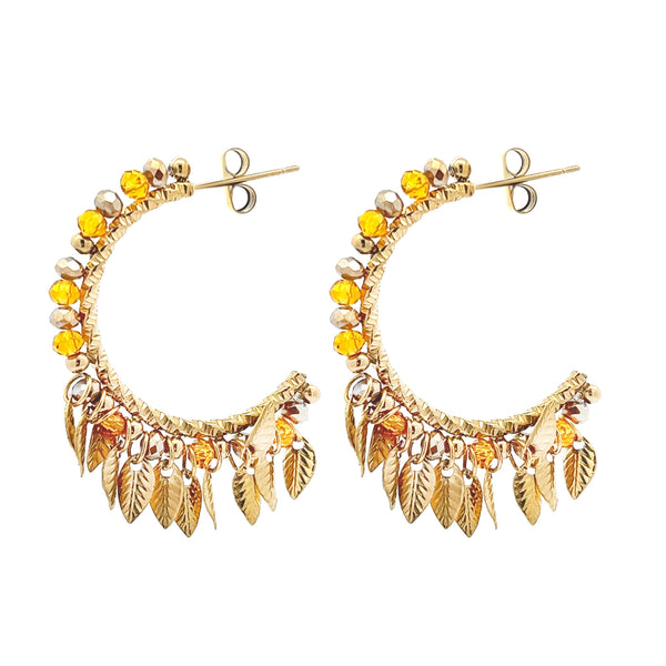 Boucles d’oreilles cristal feuilles