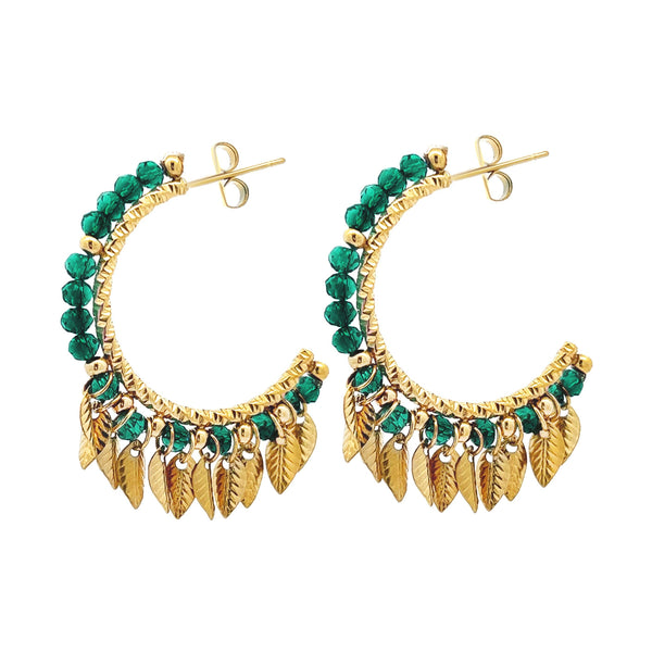 Boucles d’oreilles cristal feuilles