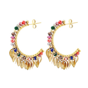 Boucles d’oreilles cristal feuilles