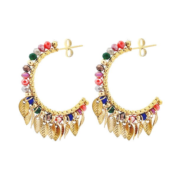 Boucles d’oreilles cristal feuilles