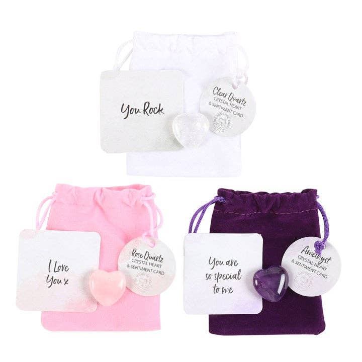 Pochette cœurs en cristal porte-bonheur — cristal pierre naturelle lithothérapie Boutique Achaiah