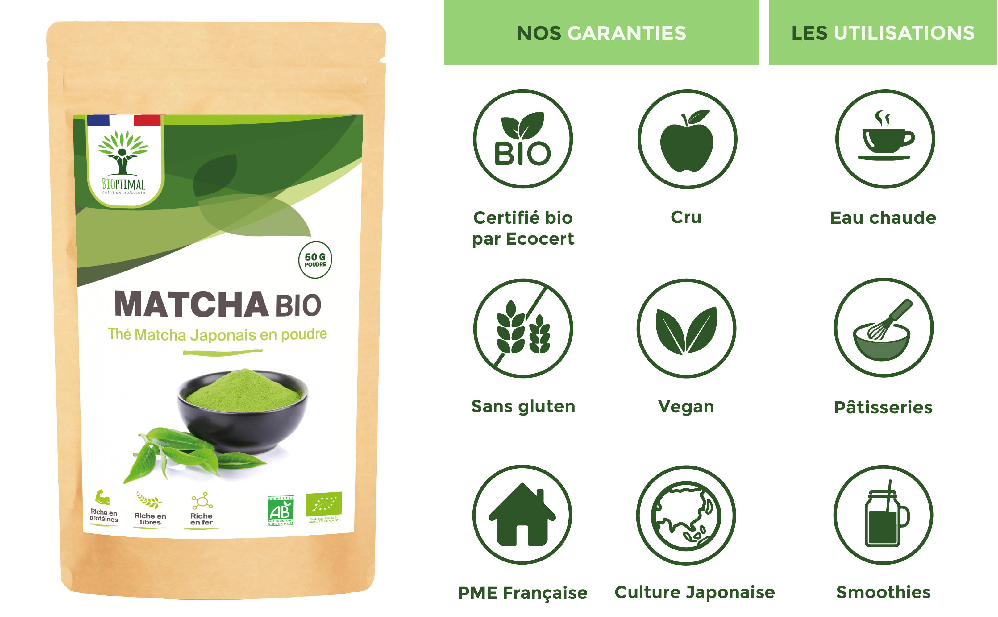 Thé Matcha Japonais Bio en Poudre - Conditionné en France — bien-être spiritualité Boutique Achaiah