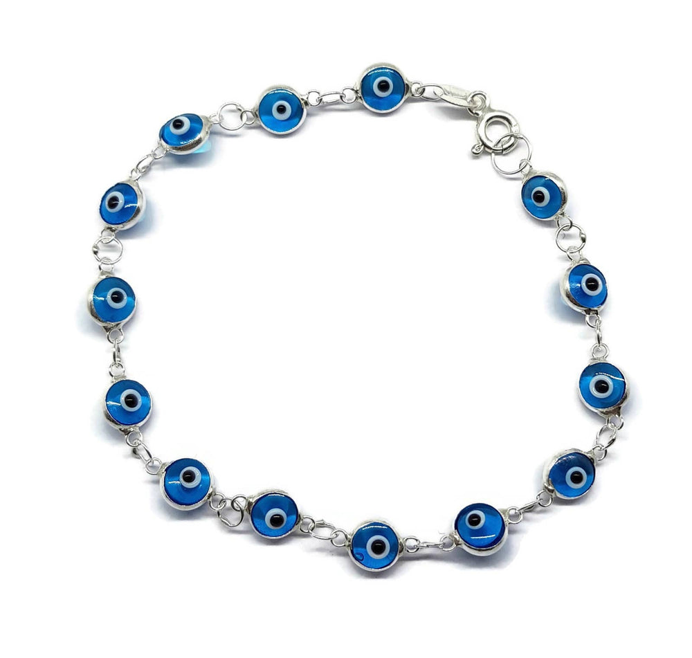 Bracelet Evil Eye argent perles  pierre naturelle Boutique Achaiah