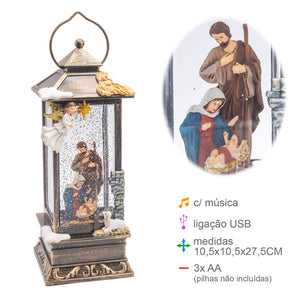 Lanterne Crèche avec Eau 10,5×10,5×27,5 cm