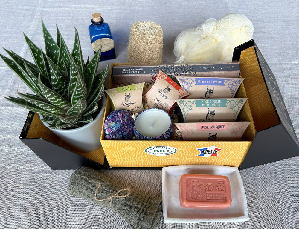 Coffret Lait d'ânesse avec Bougie et 3 Savons Bio