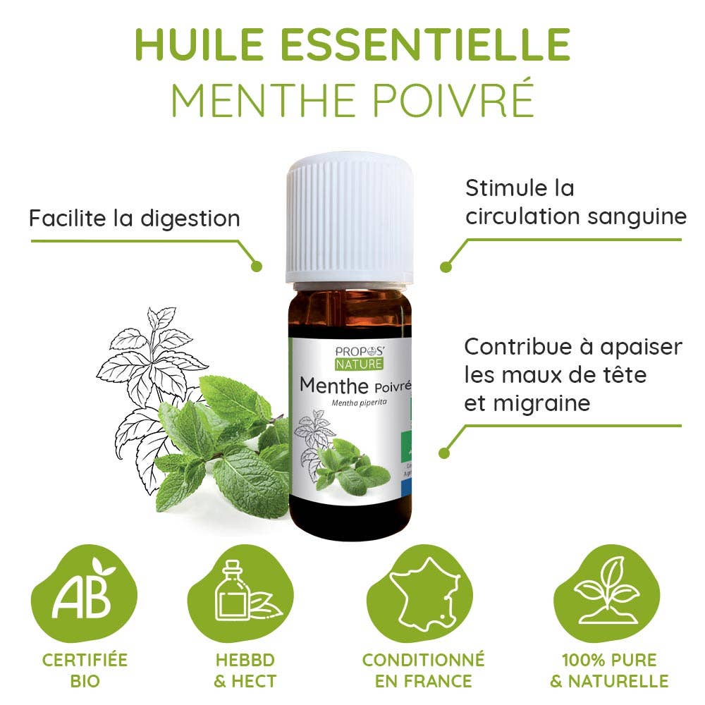 Huile Essentielle de Menthe Poivrée Bio 10ml — huile essentielle bio aromathérapie Boutique Achaiah