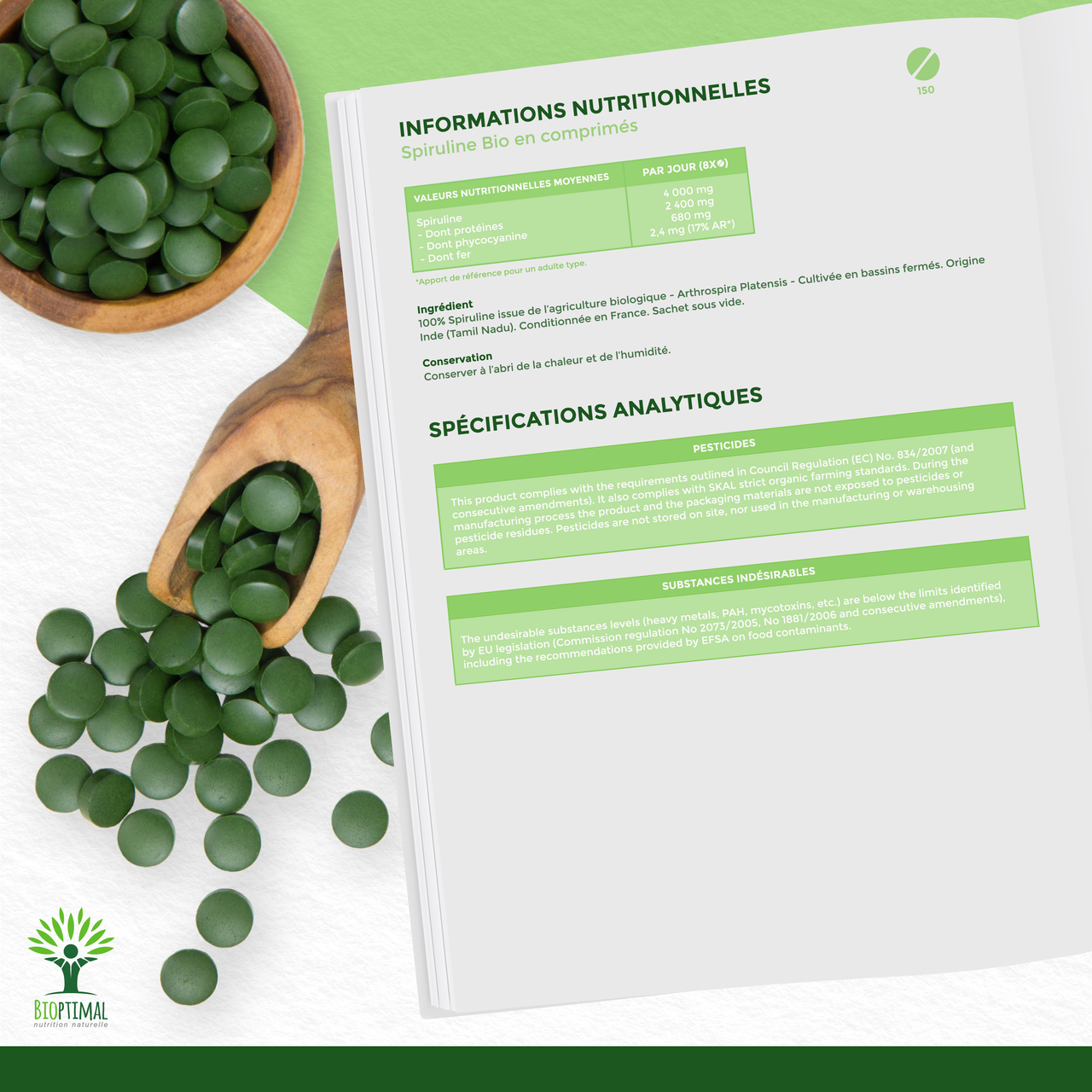 Spiruline Bio en Comprimés - Conditionné en France - Vegan – ACHAIAH (visuel 9)