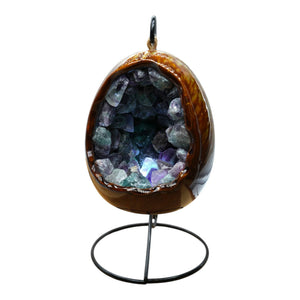 Lampe en oeuf en Fluorine multicolore & en céramique avec support noir bien-être spiritualité Boutique Achaiah