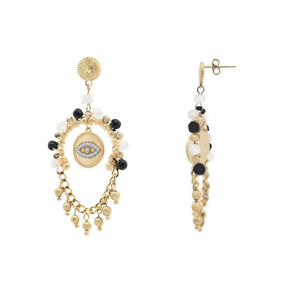 Boucles d'oreilles pendantes avec œil protecteur