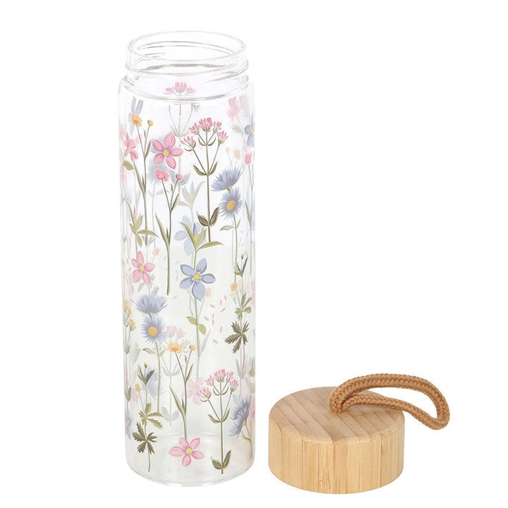 Bouteille d’Eau en Verre Réutilisable – Élégance Florale & Hydratation bien-être spiritualité Boutique Achaiah