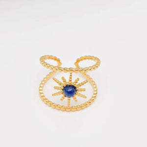 Bague étoile en lapis-lazuli plaqué or 18 carats en acier inoxydable