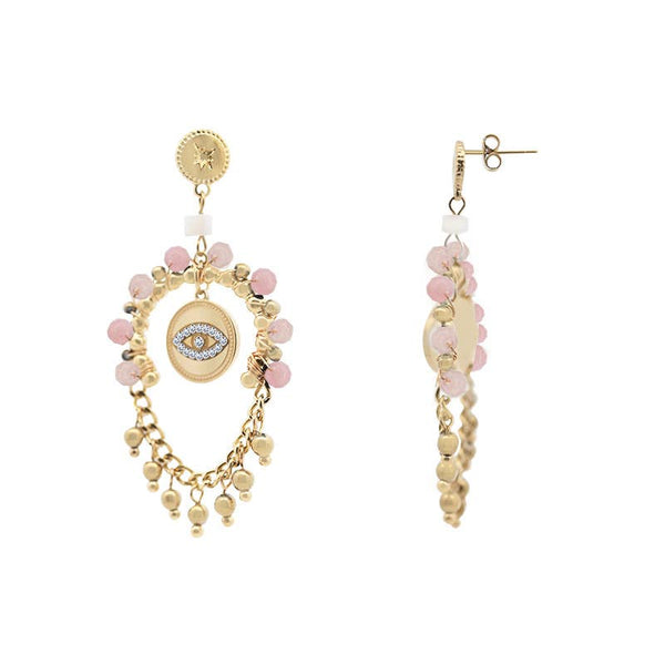 Boucles d'oreilles pendantes avec œil protecteur