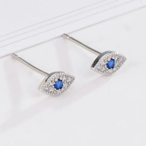 Boucles d'oreilles en argent bleu mauvais œil