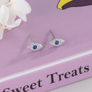 Boucles d'oreilles en argent bleu mauvais œil