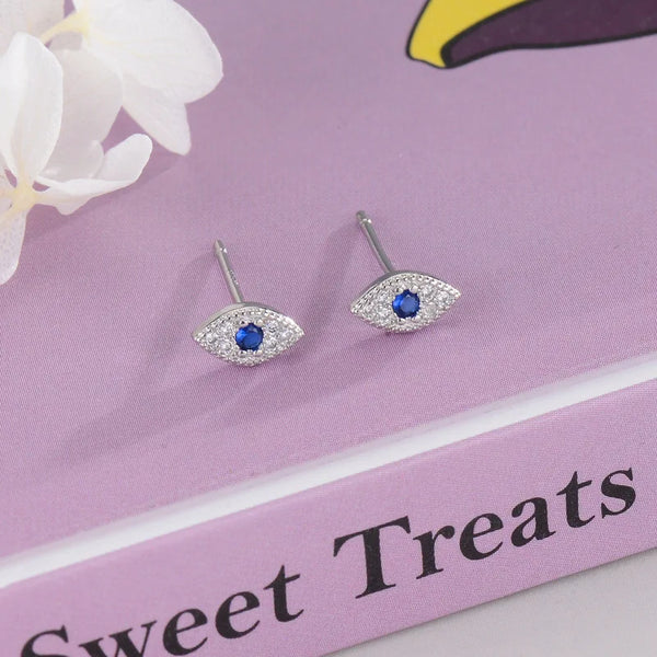 Boucles d'oreilles en argent bleu mauvais œil