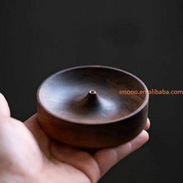 Brûleur d'encens rond en bois massif — encens naturel purification méditation Boutique Achaiah