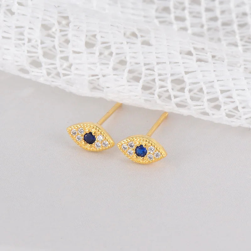Boucles d'oreilles en argent bleu mauvais œil – ACHAIAH (visuel 6)
