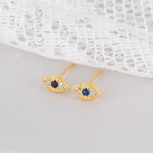 Boucles d'oreilles en argent bleu mauvais œil