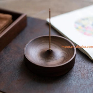 Brûleur d'encens rond en bois massif — encens naturel purification méditation Boutique Achaiah