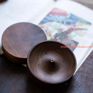 Brûleur d'encens rond en bois massif — encens naturel purification méditation Boutique Achaiah