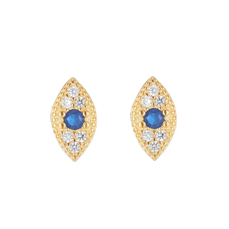 Boucles d'oreilles en argent bleu mauvais œil – ACHAIAH (visuel 4)