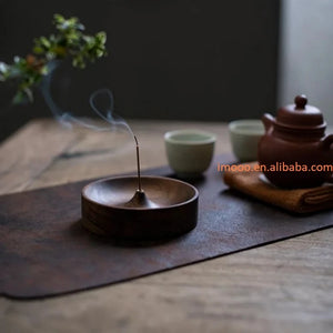 Brûleur d'encens rond en bois massif — encens naturel purification méditation Boutique Achaiah