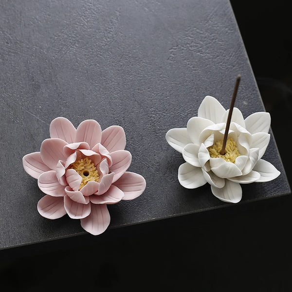 Porte-encens en céramique Lotus