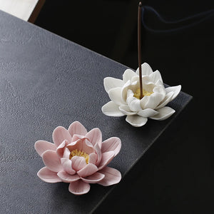Porte-encens en céramique Lotus