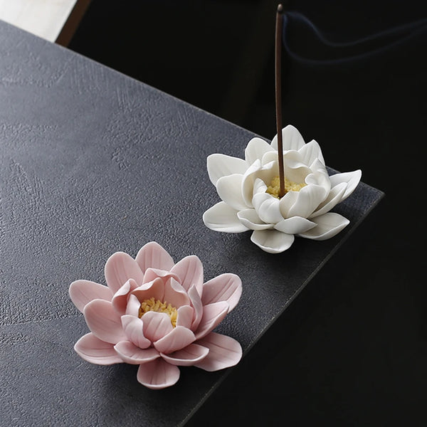 Porte-encens en céramique Lotus