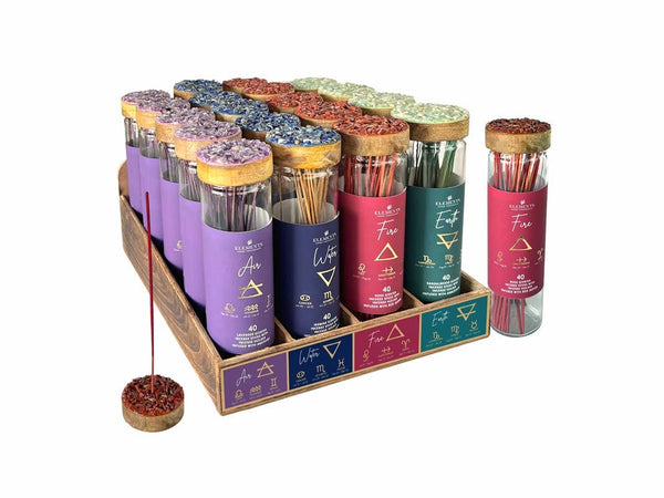 Bouteille de verre avec couvercle en pierre + encens inclus