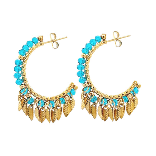 Boucles d’oreilles cristal feuilles