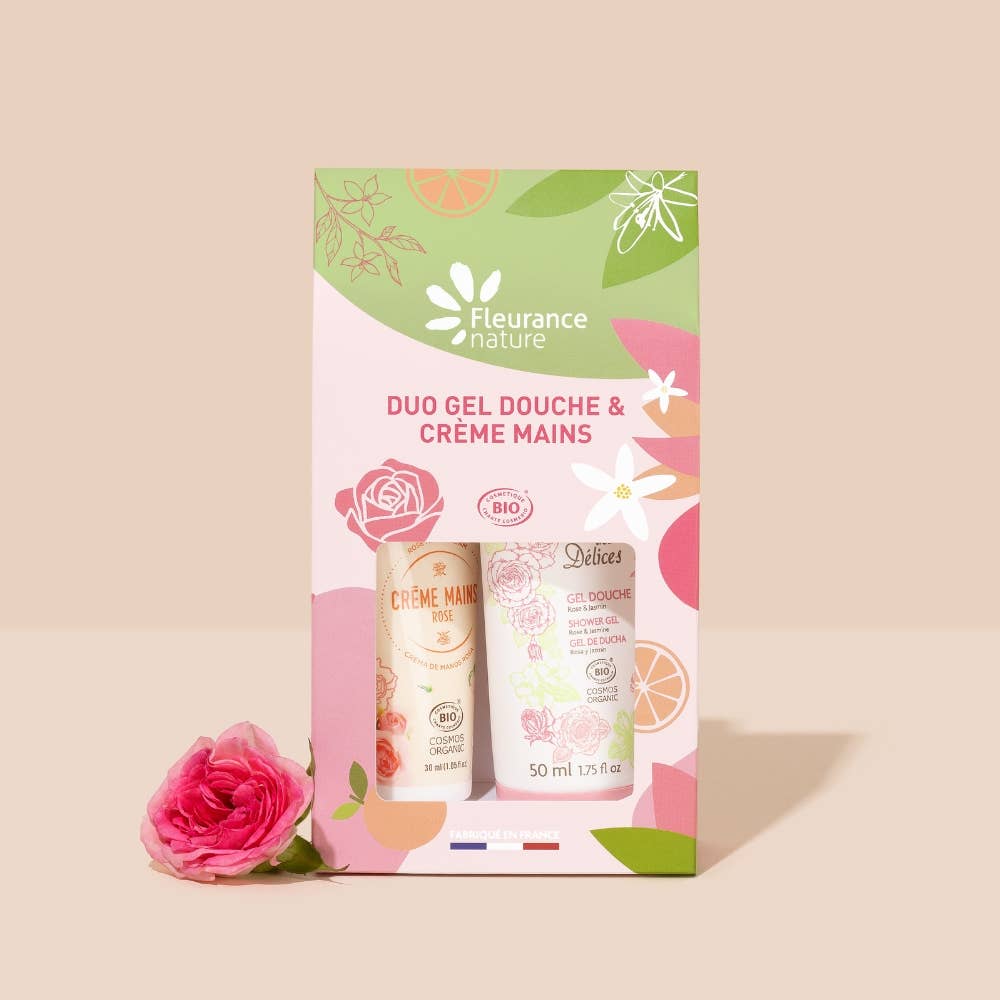 Coffret Duo gel douche et crème mains rose - fête des mères