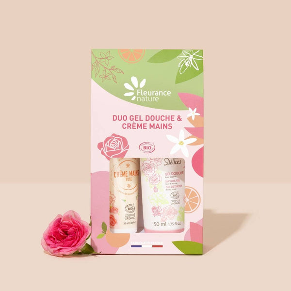 Coffret Duo gel douche et crème mains rose - fête des mères