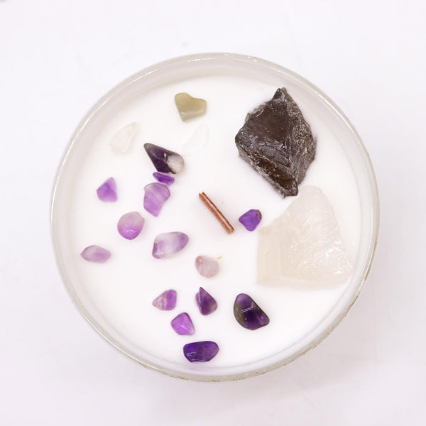 Bougie aux cristaux – Chakra couronne