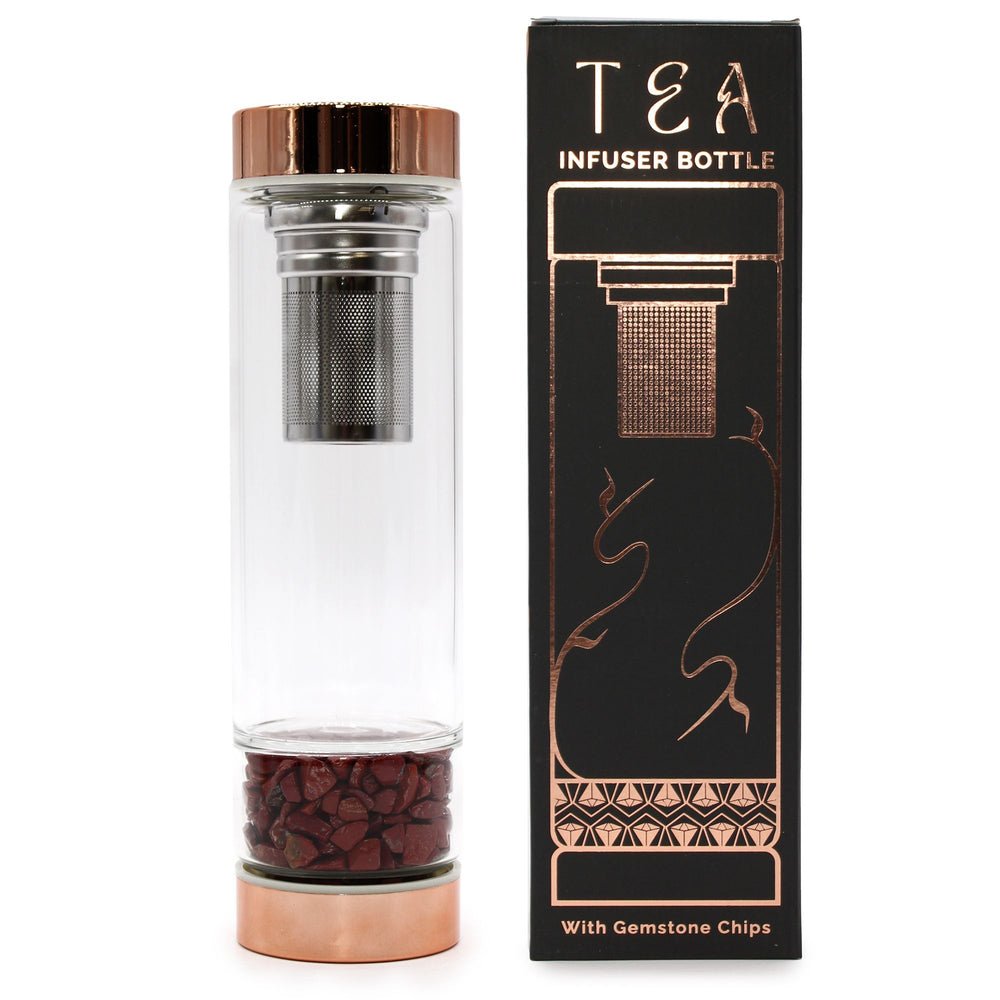 Bouteille infuseur en verre et cristal – Jaspe rouge – vue 5