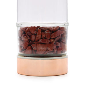 Bouteille infuseur en verre et cristal – Jaspe rouge – vue 2