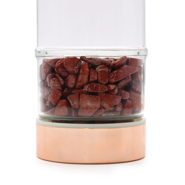 Bouteille infuseur en verre et cristal – Jaspe rouge – vue 2