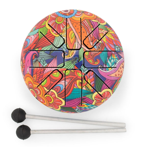 Petit tongue drum psychédélique – 13 × 9 cm