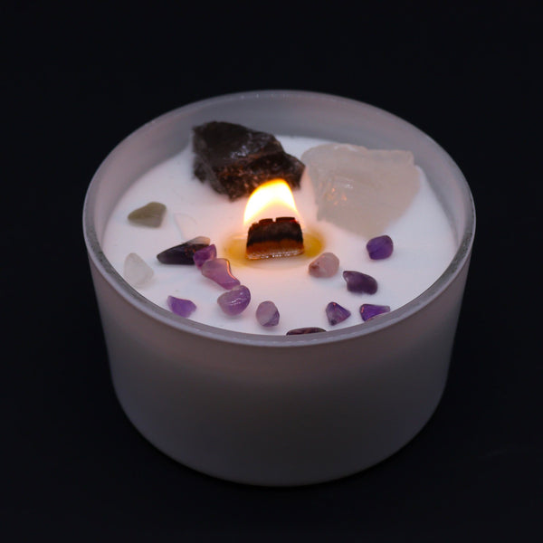 Bougie aux cristaux – Chakra couronne